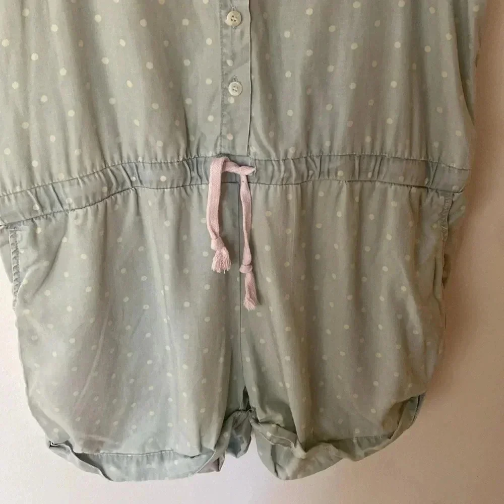 RED Saks Fifth Avenue Polka Dot Blue White Romper Size L